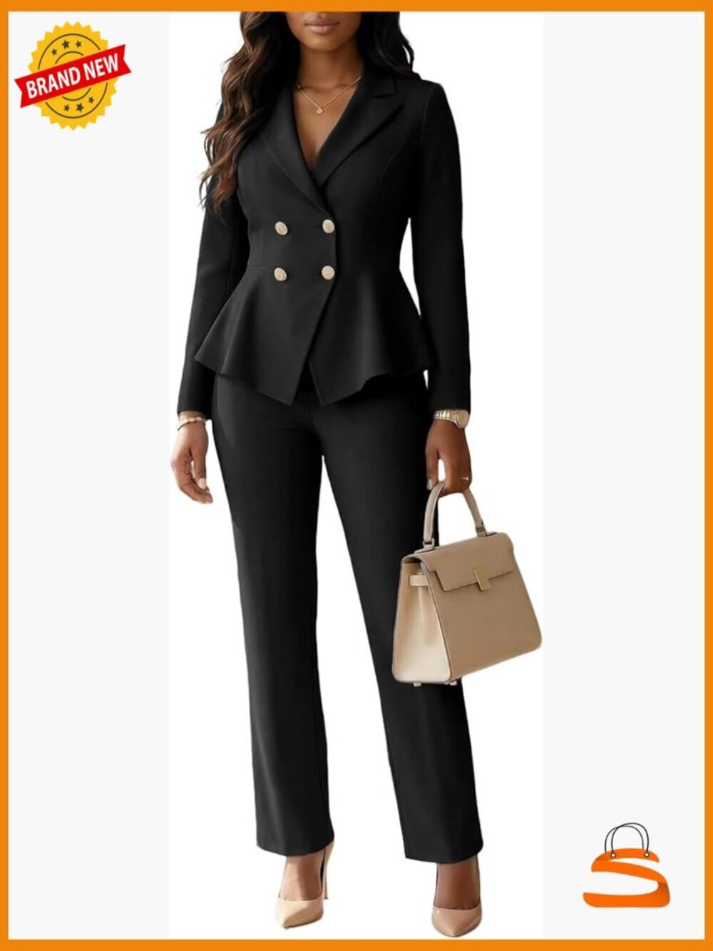 2-Piece Pantsuit Set Blazer & Trousers Women Dressy Work Outfit